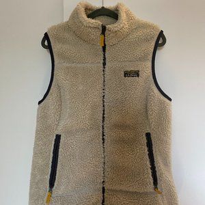 LL Bean Women's Sherpa Fleece Vest in Cream, Size Medium